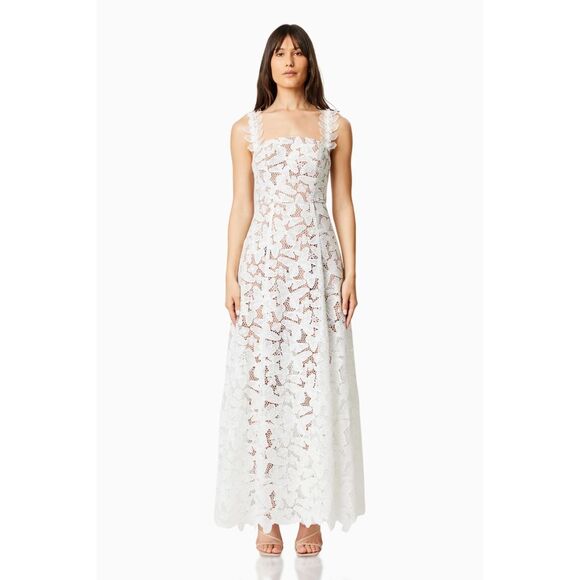 ELLIATT Symi Lace Maxi Dress In White Bridal Bachelorette 👗size S NWT$448 - Picture 5 of 13